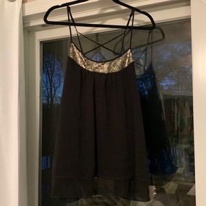 Mossimo Black & Gold Rhinestone Tanktop